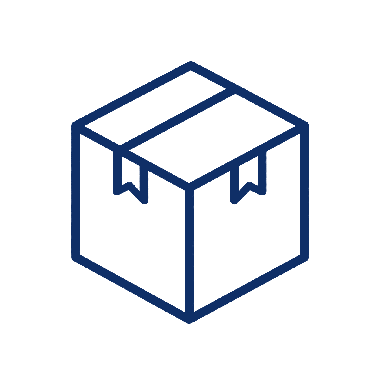 Dark-blue open box illustration